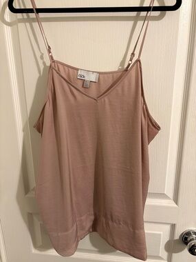 Pink/Taupe V-Neck Spaghetti Strap Top